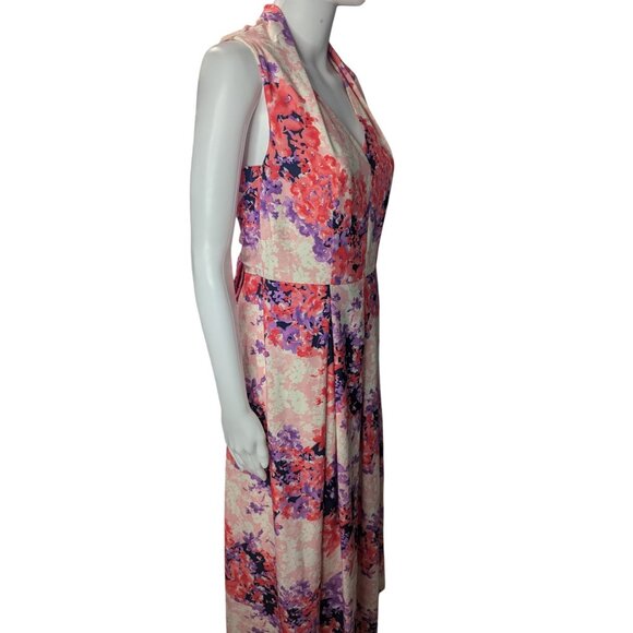 Tahari Halter Maxi Dress Womens Sz 10 Pleating Flowy Glam Event Wedding Feminine - Picture 2 of 13